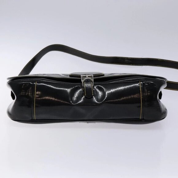 PRADA Shoulder Bag Enamel Black Silver Auth - Picture 8 of 15